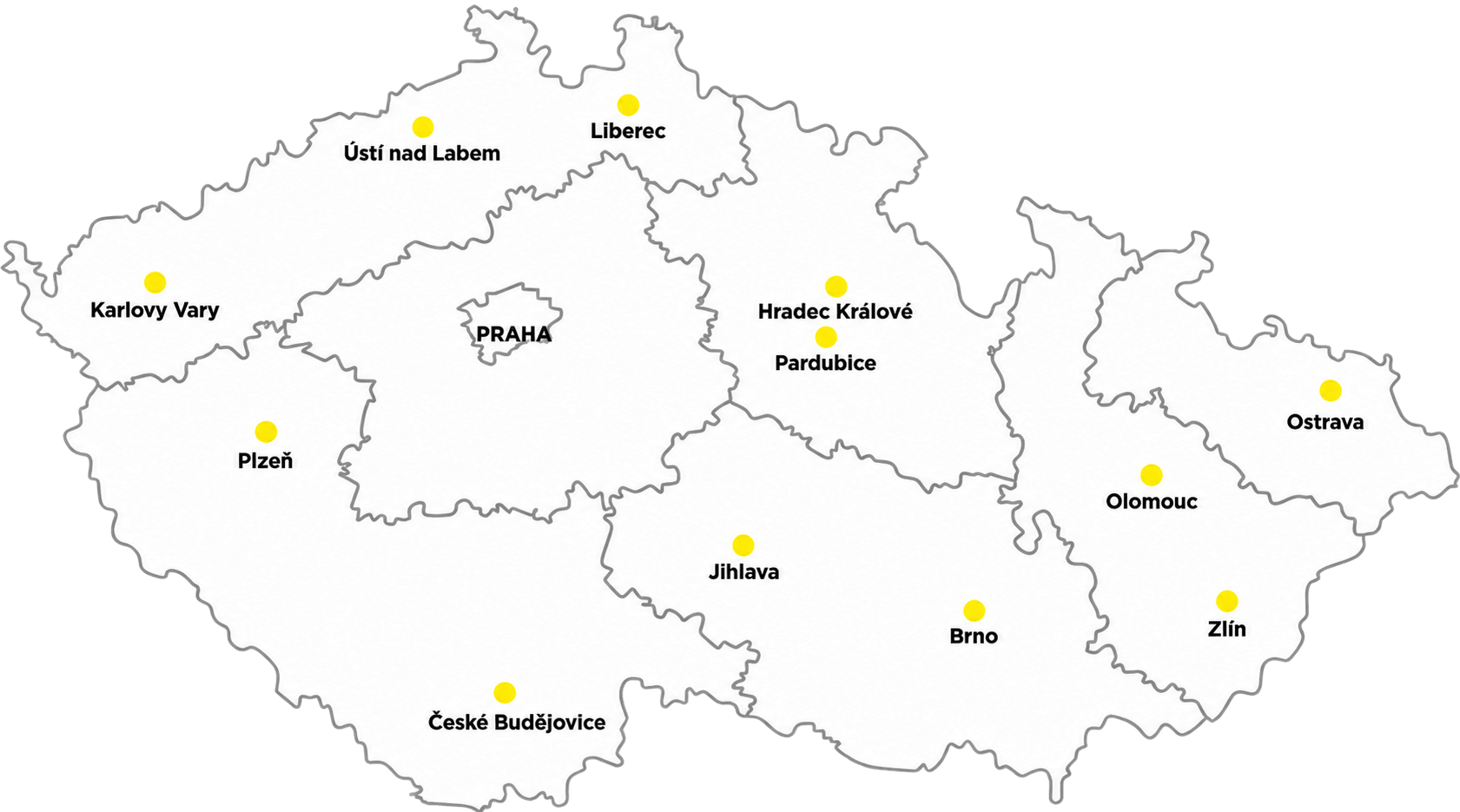 Mapa obchodních regionů Weber v České republice
