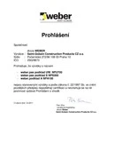 weber.pas podklad UNI / MAR / BRICK - Prohlášení o shodě weberpas podklad UNI / MAR / BRICK