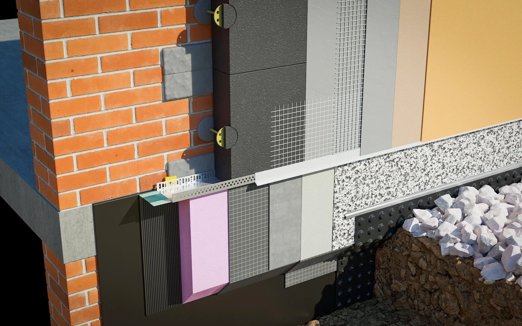 ETICS Weber therm - styk soklu s terénem- hydroizolační stěrka