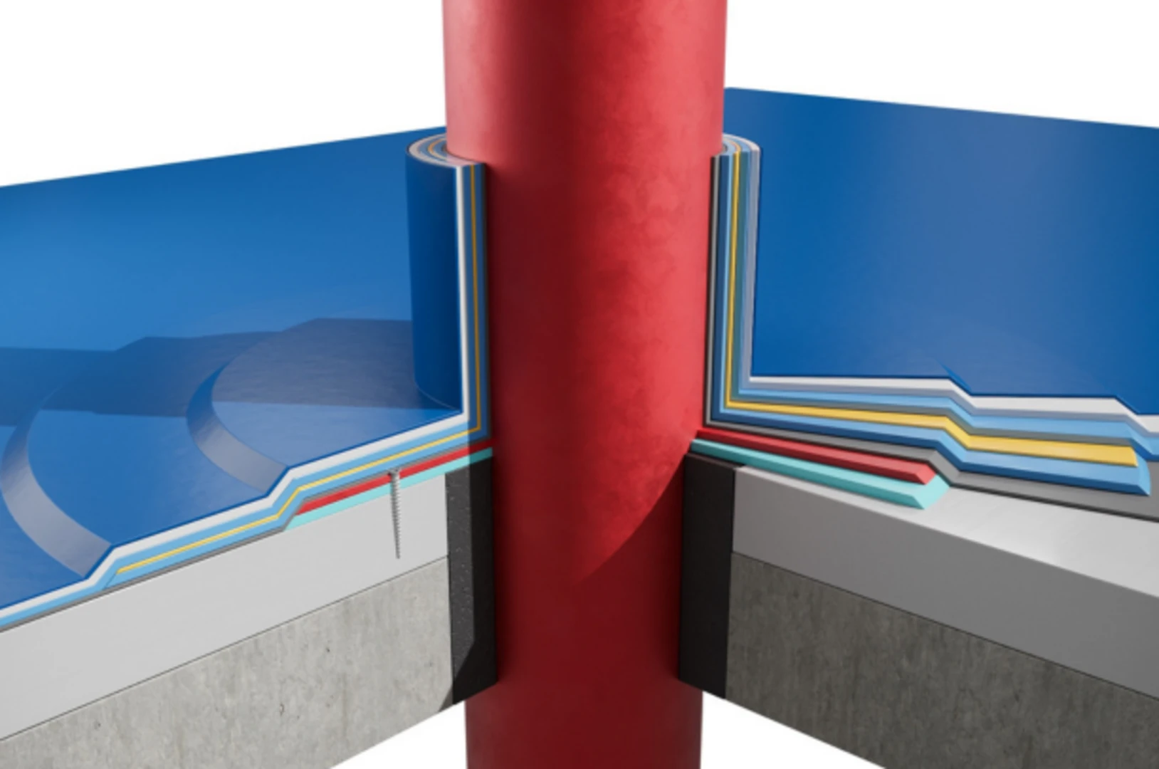 Weber - polyuretanový hydroizolační systém - prostup střechy 3D