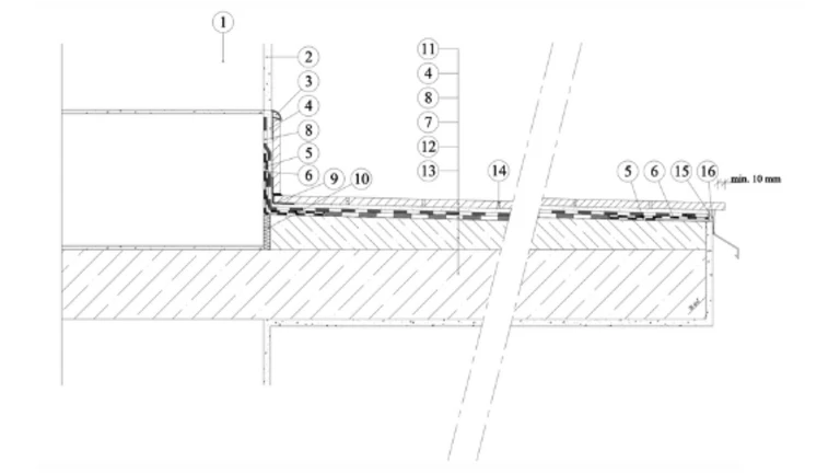 Balkony a lodžie Weber - řez balkonem - hydroizolace - terizol