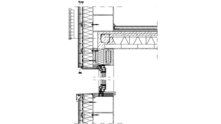 Weber - omítkový systém provětrávaných fasád Rigips - Glasroc X - okno - nadpraží parapet
