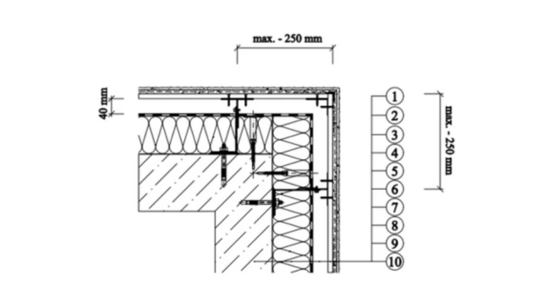 Weber - omítkový systém provětrávaných fasád Rigips - Glasroc X - nároží