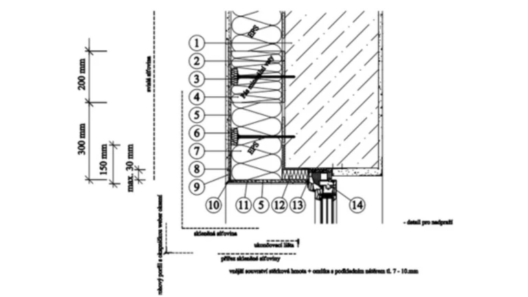 ETICS Weber therm - detail nadpraží s pásem minerální vlny MW PKO-23-09