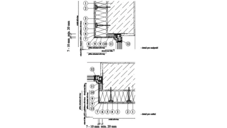 ETICS weber therm - detail nadpraží a ostění s vloženým pásem minerální vlny PKO-23-004