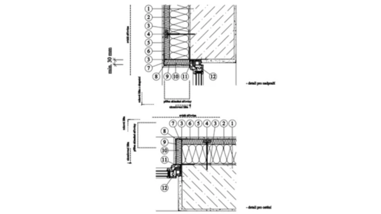 ETICS weber therm twinner - detail nadpraží a ostění, okno lícující se stěnou PKO-23-020