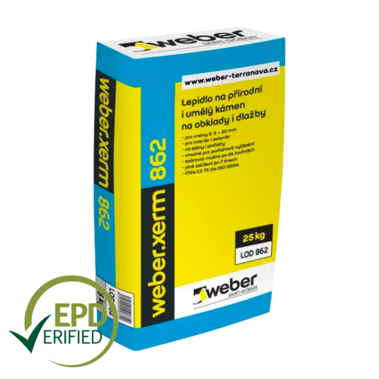 weberxerm 862 - flexibilní lepidlo z trasového cementu pro středněvrstvé lepení obkladů a přírodního kamene